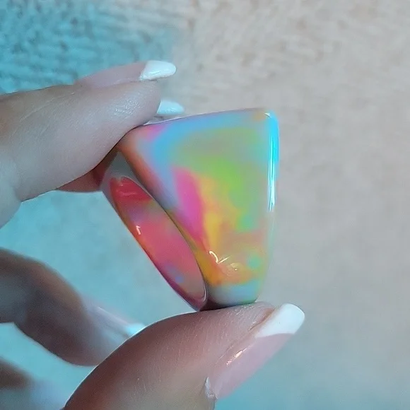 TIE DYE RETRO STATEMENT RING, METAL FREE - Picture 8 of 8